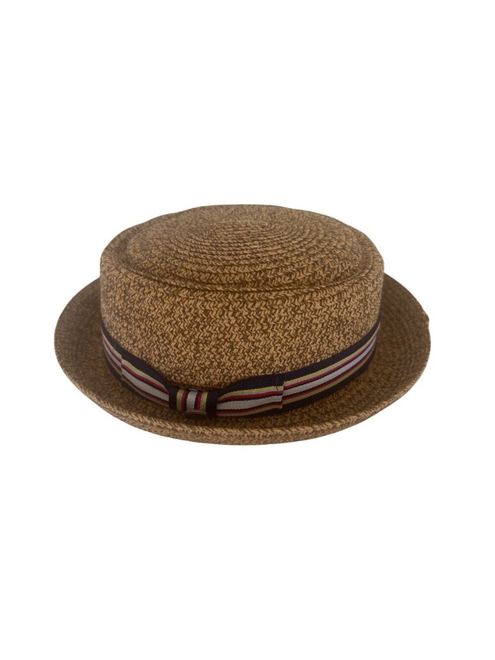 Epoch Hats Company Straw Boater Hat With Multi-Striped Ribbon Band